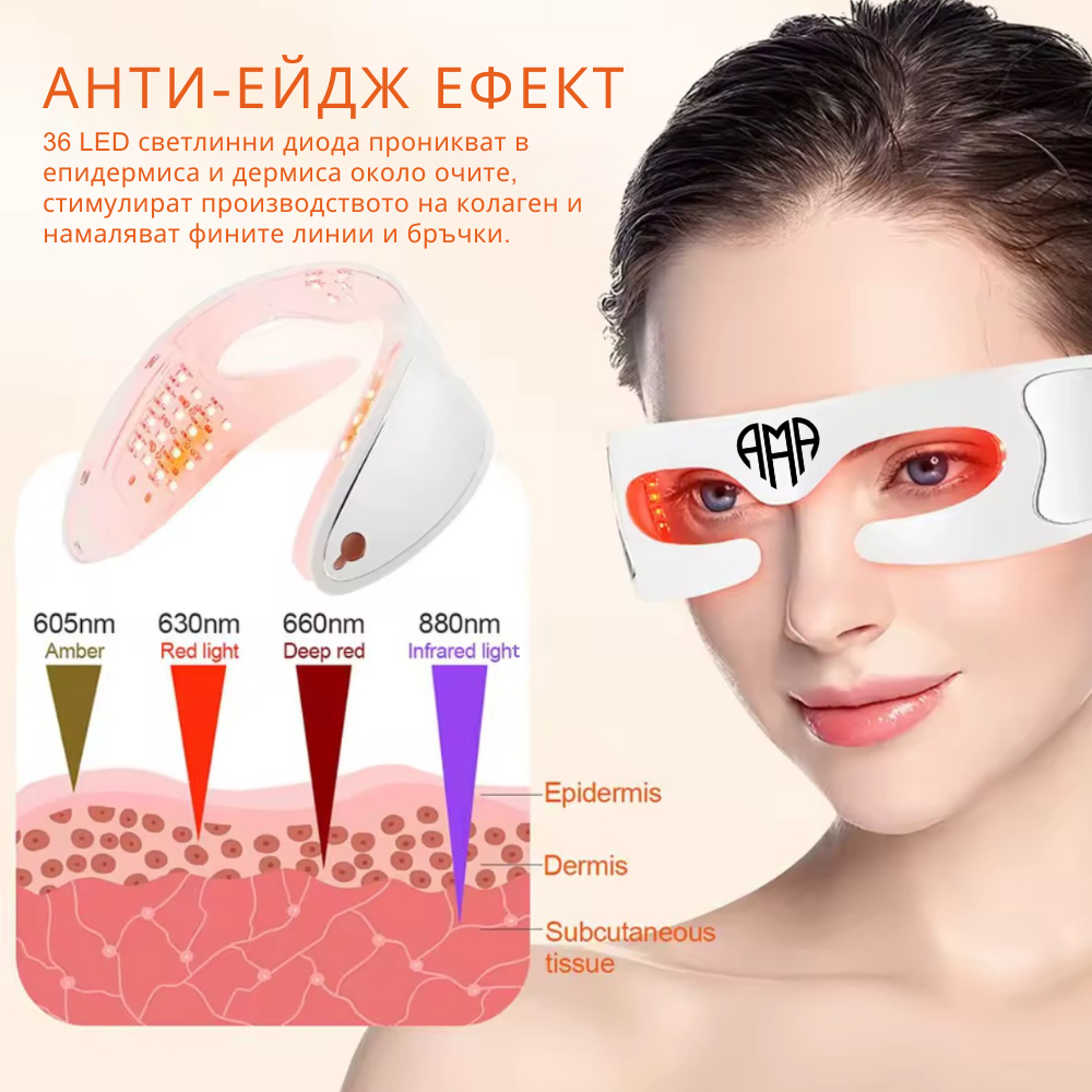 Almafirm 880nm Red Light Therapy Eye Mask – Deep Cellular Renewal & Collagen Boost